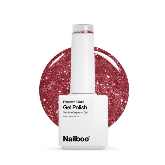Picture of Nailboo Forever Glaze Gel Nail Polish, (Pink Glitter) Soda Glam LED Nail Lamp Gel Polish, Self-Leveling DIY Nails, Salon Quality Nail Color, Glossy Long-Wear, 0.3 oz.