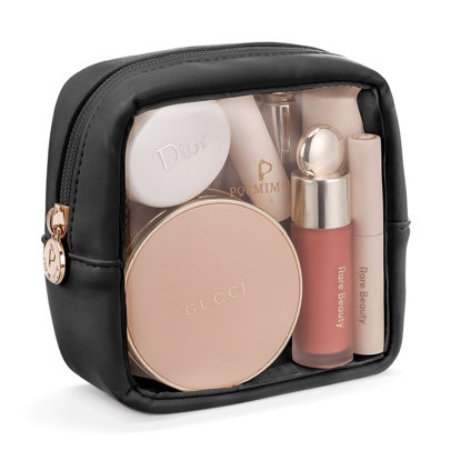 Picture of Pocmimut Mini Makeup Bag,Clear Makeup Bag Cute Travel Makeup Bag Pouch Purse Car Essentials for Women,Travel Essentials Organizers(Black)