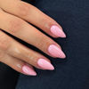 Picture of KQueenest Baby Pink Press on Nails Medium Almond Stiletto, Glossy Gel Fake Nails Medium Pure Color, Acrylic Nails Press on Feature Protective UV Coating in 24 Pcs