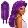 Picture of ROYBENS Long Bonnet Satin Bonnet Silk Bonnet for Sleeping Women, Bonnet with Tie Band Sleep Cap, Silk Hair Bonnet for Braids Curly Hair