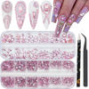 Picture of HNUIX Nail Rhinestones - 2920pcs 3D Multi Shape Size Crystal, Light Pink Nail Gems, Flat Back, with Kit, for Nail Art, DIY Decorations