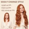 Picture of ALXNAN Clip in Hair Extension,Long Wavy Hair Extensions 20 Inch Orange Red 4PCS Thick Hairpieces for Women