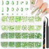 Picture of HNUIX Nail Rhinestones - 2920pcs 3D Multi Shape Size, Light Green Nail Gems, Flat Back, with Kit, for Nail Art, DIY Decorations
