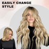Picture of ALXNAN Clip in Long Wavy Synthetic Hair Extension 24 Inch Beach Blonde 4PCS Thick Hairpieces Fiber Double Weft Hair for Women