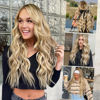 Picture of ALXNAN Clip in Long Wavy Synthetic Hair Extension 24 Inch Beach Blonde 4PCS Thick Hairpieces Fiber Double Weft Hair for Women