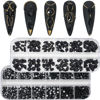Picture of HNUIX Nail Rhinestones - 2920pcs 3D Multi Shape Size, Black Nail Gems, Flat Back, with Kit, for Nail Art, DIY Decorations