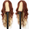 Picture of AISI HAIR Copper Blonde Wig for Women, Long Wavy Copper Lace Hairline Wig, 26 Inch Middle Part Synthetic Wig for Daily Party