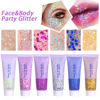 Picture of DAGEDA Body Glitter Gel, Face Glitters Body Gel Sequins Shimmer Liquid Eyeshadow, Chunky Glitter for Face Hair Nails, Holographic Cosmetic Laser Powder Festival Glitter Makeup 50ml(Fuchsia)
