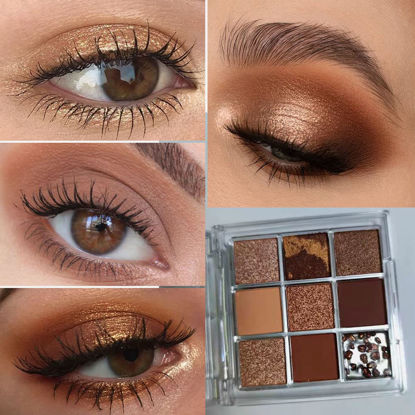 Picture of AMY'S DIARY Copper Matte and Shimmer Eyeshadow Palette, Hazel Smokey Eye Makeup Palette, Waterproof Long Lasting