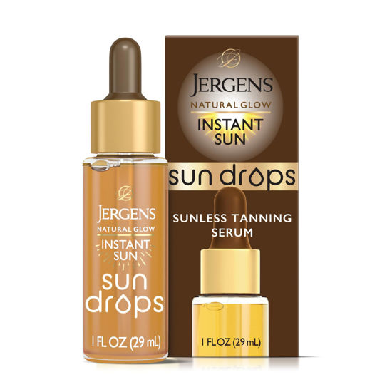Picture of Jergens Natural Glow Instant Sun Drops, Sunless Tanning for Face and Body, Instant Sun Bronzing Drops, Oil Free, 1 Fl Oz