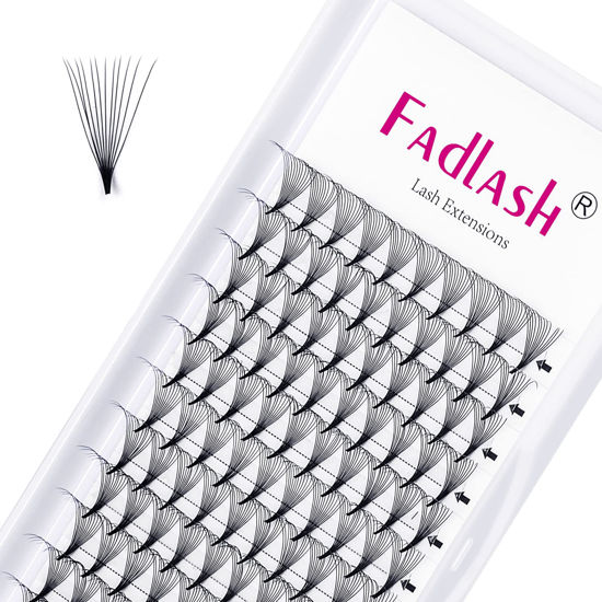 Picture of Premade Fans 12D Volume Lash Extensions 0.07 D Curl Volume Fans 12mm Premade Eyelash Extension Fans Pro Ponit Middle Stem Premade Lashes (12D-0.07-D, 12mm)