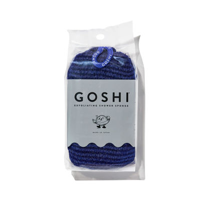 Picture of GOSHI Exfoliating Shower Sponge - Rip-Resistant, Rapid-Drying Exfoliating Bath Sponge for All Skin Types - Indigo Blue - Made in Japan