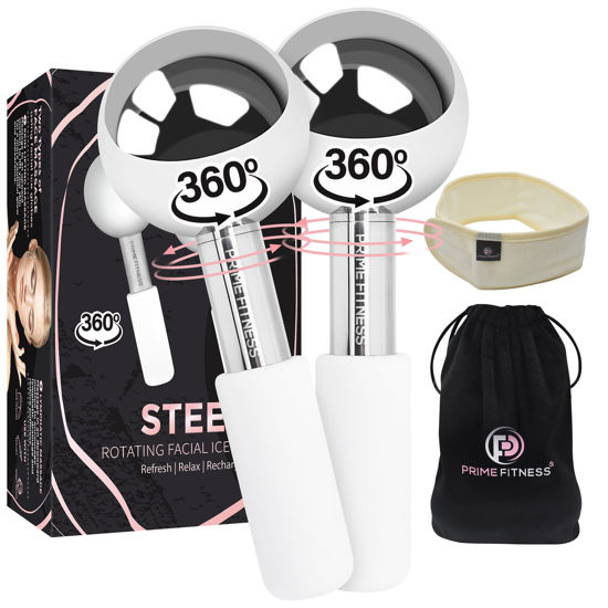 Picture of Ice Globes for Facials | Unbreakable Steel Cooling Roller | Cryo Sticks for Face | Massager for Face Neck & Eyes | Skin Care for Dark Circles, Puffiness, Wrinkles, Collagen Production (360 Rotating)