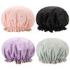 Picture of Tbestmax Shower Caps for Women and Girl Long Think Hair, Reusable Waterproof Bath Cap/Hat Double Waterproof Layers 4 Pcs