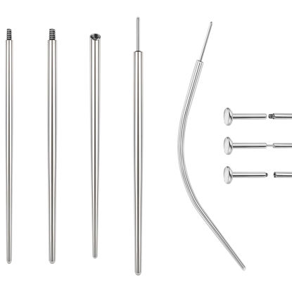 Picture of BodyAce 14G 16G 18G 20G Piercing Taper, Stainless Steel Threadless Insertion Pin Screw On Assistant Tool, Curved Body Piercing Stretching Kit for Ear/Nose/Navel/Lip/Eyebrow [16G(1.2mm) Mix]