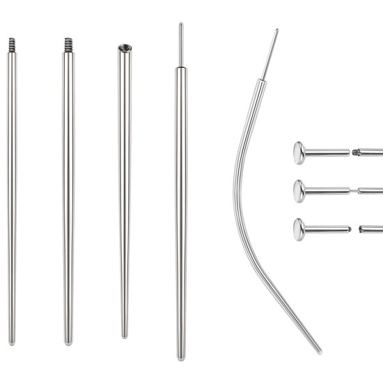 Picture of BodyAce 14G 16G 18G 20G Piercing Taper, Stainless Steel Threadless Insertion Pin Screw On Assistant Tool, Curved Body Piercing Stretching Kit for Ear/Nose/Navel/Lip/Eyebrow [16G(1.2mm) Mix]