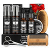 Picture of Beard Kit for Men Grooming & Care with 2 Pack Beard Oils, Balm, Wash & Conditioner for After Shave Lotions-Sandalwood, Brush, Combs, Scissors, Valentine's Day Christmas Fathers Gifts for Dad Men Him