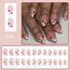 Picture of Valentines Press on Nails Medium Almond Fake Nails with Pink Red Heart Designs White French tips False Nails Glossy Heart Nails Reusable Valentines Day Nails for Women Girls Holiday Manicure 24pcs