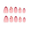 Picture of Valentine’s Day Press on Nails Medium Almond Fake Nails with Heart Design Red French tips Glue on Nails Gold Glitter Stick on Nails Glossy Reusable Valentines Nails for Women Girls Manicure 24pcs