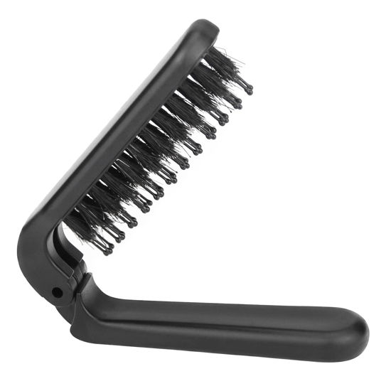 Picture of Ancable Travel Folding Hair Brush, Collapsable Portable Pocket Boar Bristle Hair Brush for Thin and Thick Hair, Mini HairBrush for Men Women Kids, Restores Shine, Black