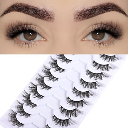 Picture of FARRED Natural Lashes Short False Eyelashes Wispy Mink Eye Lash Fluffy Wispies Eyelash Natural Look 10 Pairs Fake Lashes Pack Volume Lash Strips Pestañas