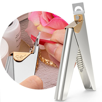 Picture of Belleboost Silver Premium Adjustable Nail Clippers for Acrylic Nails, Professional Stainless Steel Fake False Nail Tip Clipper Cutter Trimmer, Sharp Blade Manicure Tool for Salon Home DIY Nail Art