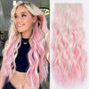 Picture of ALXNAN Clip in Long Wavy Hair Extension 20 Inch Blonde Pink Hair Extensions 4PCS Thick Hairpieces Fiber Double Weft Hair for Women