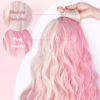 Picture of ALXNAN Clip in Long Wavy Hair Extension 20 Inch Blonde Pink Hair Extensions 4PCS Thick Hairpieces Fiber Double Weft Hair for Women