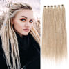 Picture of Leeven 18 Inch Blonde Synthetic Dreadlock Extensions 20 Strands Single Ended Crochet Dreads Extensions Handmade Soft 0.6 cm Width Loc Extensions for Women Men