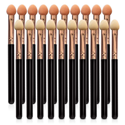 Picture of UorPoto Eyeshadow Applicators Double Sided Sponge Tip Foam Reusable，20Pcs Professional Organic Long Handle Washable Makeup Eye Shadow Brush Set