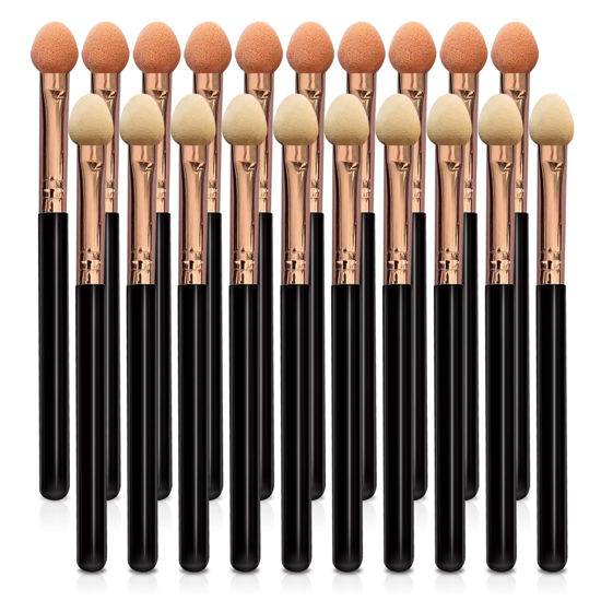 Picture of UorPoto Eyeshadow Applicators Double Sided Sponge Tip Foam Reusable，20Pcs Professional Organic Long Handle Washable Makeup Eye Shadow Brush Set