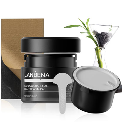 Picture of LANBENA 3.0 Bamboo Charcoal Nose Pore Strips, UPGRADED Blackhead Remover Mask for Stubborn Blackheads, Dirts, Whiteheads, Oil and More, Face Pore Purifying Cleansing, Aloe Vera, Volcanic Ash