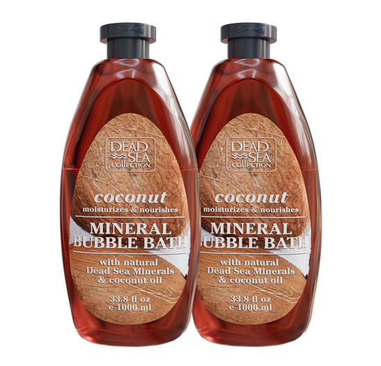 Picture of Dead Sea Collection Bubble Bath with Coconut for Women and Men - Coconut Oil and Pure Dead Sea Minerals - Nourishing and Moisturizing Skin - Pack of 2 (67.6 fl.oz)