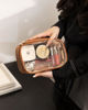 Picture of Pocmimut Makeup Bag,PU Leather Clear Makeup Bag Travel Makeup Bag Car Essentials for Women,Travel Essentials Cosmetic Bag Organizers(Brown)