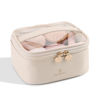 Picture of Pocmimut Makeup Bag,PU Leather Clear Makeup Bag Travel Makeup Bag Car Essentials for Women,Travel Essentials Cosmetic Bag Organizers(Beige)