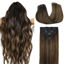 Picture of DOORES Balayage Dark Brown to Chestnut Brown Remy Clip-In Hair Extensions - 120g, 7pcs, 18 Inch