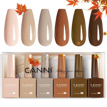 Picture of CANNI 6Pcs 9ml Hema-Free Nude Brown Fall Gel Nail Polish Set- Dark Brown Fall Colors Gel Polish Kit DIY at Home Salon Christmas New Year's Gifts for Girls