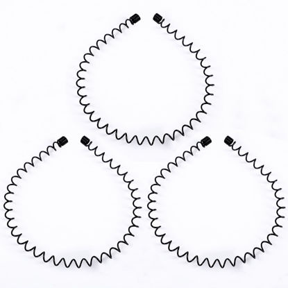Picture of KELUBATU Mens Metal Headband, Unisex Black Metal Hair Bands, Stylish Design Metal Headband For Men, Adjustable Metal Headband For Outdoor Sports And Daily Wear. (3 Pcs)