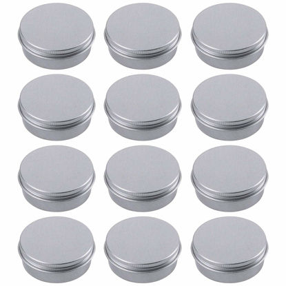 Picture of 1 Ounce Aluminum Tin Jar Refillable Containers 30ml Aluminum Screw Lid Round Tin Container Bottle for Cosmetic,Lip Balm, Cream, 12 Pack.