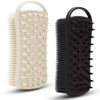 Picture of 2 PC Silicone Exfoliating Body Scrubber, 2 in 1 Silicone Body Shampoo Brush, Soft Silicone Loofah for Sensitive Skin, Shower Silicone Hair Scalp Massager, Easy to Clean, Lather Well (Grey&Black)