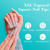 Picture of LIONVISON No C Curve Square Nail Tips for Acrylic Nails Professional, XXL 12 Sizes Tapered Square Nail Tips French Half Cover Extra Long Clear Straight Nail Tips 240PCS for Nails Art with Box
