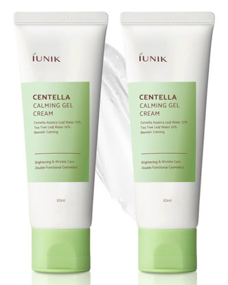 Picture of IUNIK Centella 70% Calming Gel Cream Vegan Non-Sticky Moisturizing Blemish Care w/Centella Asiatica Tea Tree 10% Soothes Acne Rosacea Oily & Sensitive Skin Korean Skincare BOGO 1+1