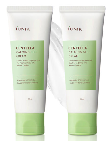 Picture of IUNIK Centella 70% Calming Gel Cream Vegan Non-Sticky Moisturizing Blemish Care w/Centella Asiatica Tea Tree 10% Soothes Acne Rosacea Oily & Sensitive Skin Korean Skincare BOGO 1+1