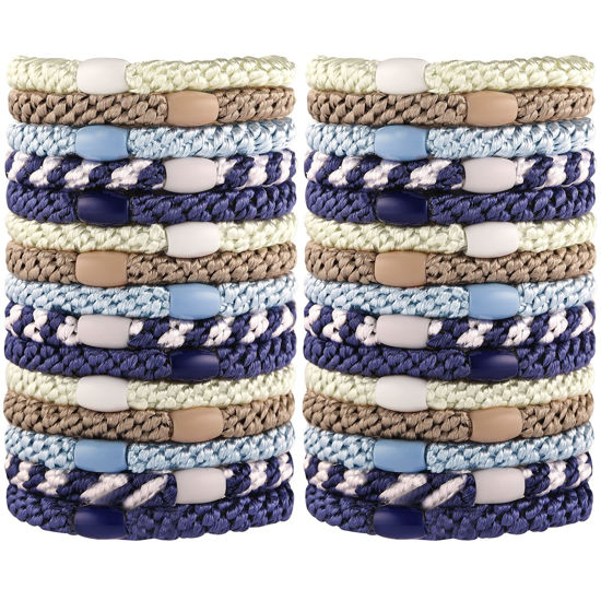 Picture of Hair Ties for Thick Hair, Funtopia 30 Pcs Hair Tie Bracelet Ponytail Holders, High Elastic Sports Hair Ties for Girls and Women Hair Accessories, Mixed Color