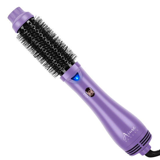 Picture of Hot Air Brush, Aima Beauty Salon One-Step Hair Dryer and Volumizer, 4-in-1 Hair Dryer Brush, Hair Styling Tools, Purple-Round