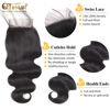 Picture of QTHAIR 5x5 Closure Body Wave Closure 16 Inch12A Transparent Color Human Hair Lace Closure Brazilian Virgin Remy Human Hair Frontal Closure Pre Plucked with Baby Hair Natural Black Color