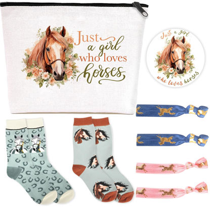 Picture of CIXICM Makeup Bags Horses Cosmetic Bag for Women Girls Horse Lover Gifts Stuff Makeup Bag, Just A Girl Who Loves Horses Cosmetic Bag Small with Zipper