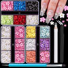 Picture of 3D Flowers for Nails, Colorful Acrylic Flower Nail Charms with Caviar Beads, Rhinestones for Nails 3D Nail Charms for Acrylic Nails with Pickup & Dotting Tools for Manicure DIY Nail Art Decor