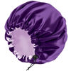 Picture of Satin Bonnet Silk Bonnet for Curly Hair Bonnet Braid Bonnet for Sleeping Bonnets for Women Large Double-Layer Adjustable Purple