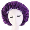 Picture of Satin Bonnet Silk Bonnet for Curly Hair Bonnet Braid Bonnet for Sleeping Bonnets for Women Large Double-Layer Adjustable Purple